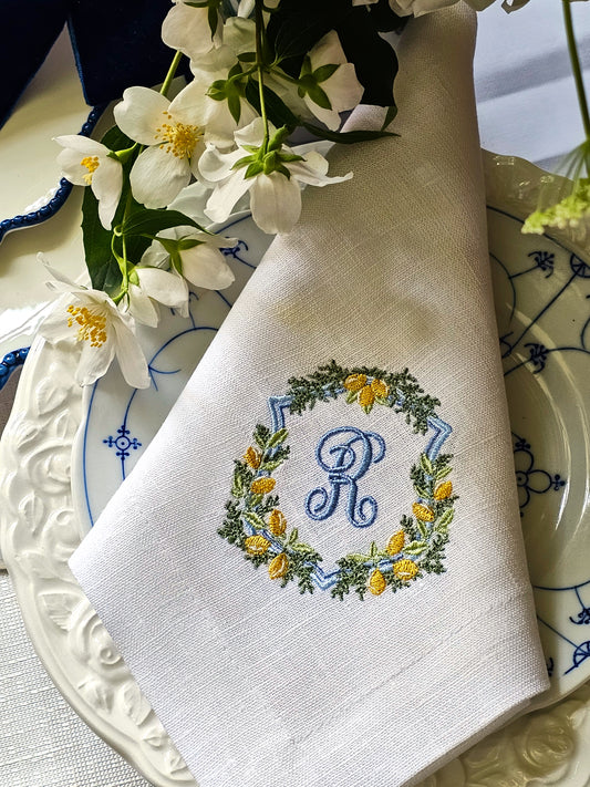 #115 | Lemon Garland Wreath with Blue Frame