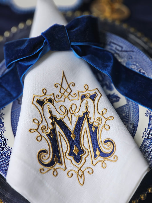 #118 | Regal Blue and Gold Monogram Flourish