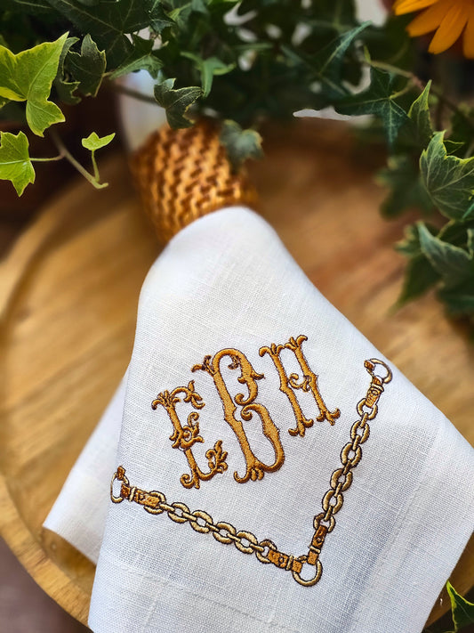 #120 | Ornate Gold Monogram with Chain Accent | Personalized