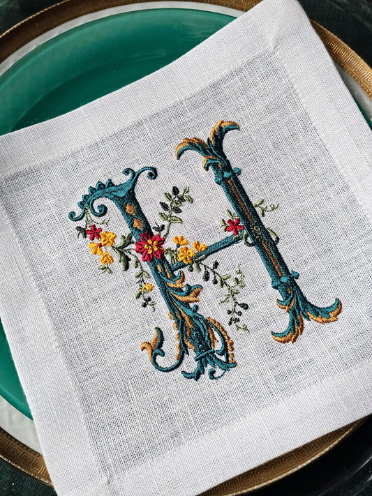 #129 | Baroque Floral Monogram with Gilded Accents | Personalized