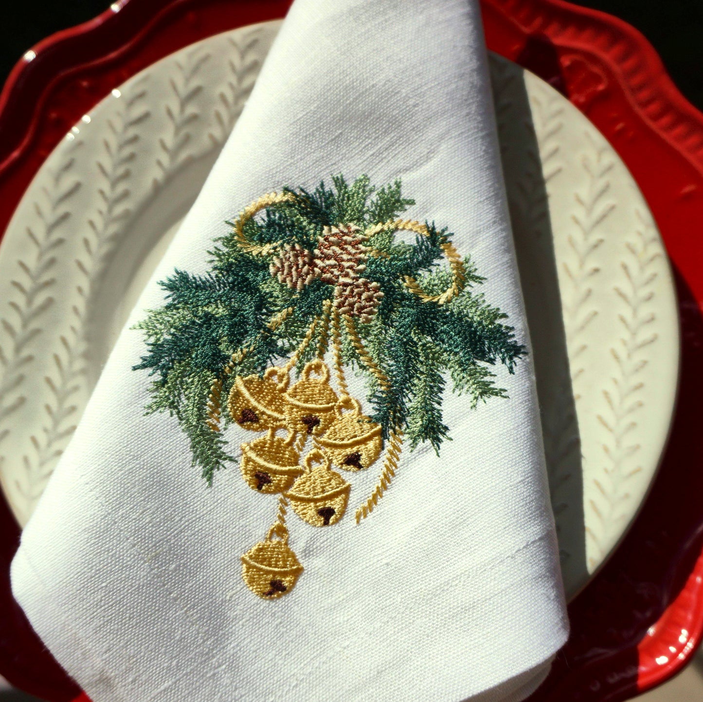 #103 | Golden Jingle Bells with Pine Bough Spray