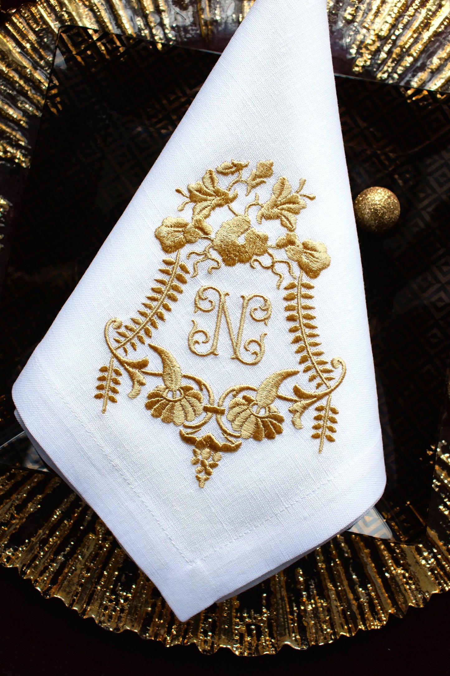 #007 | Golden Heraldic Floral Frame Design | Personalized