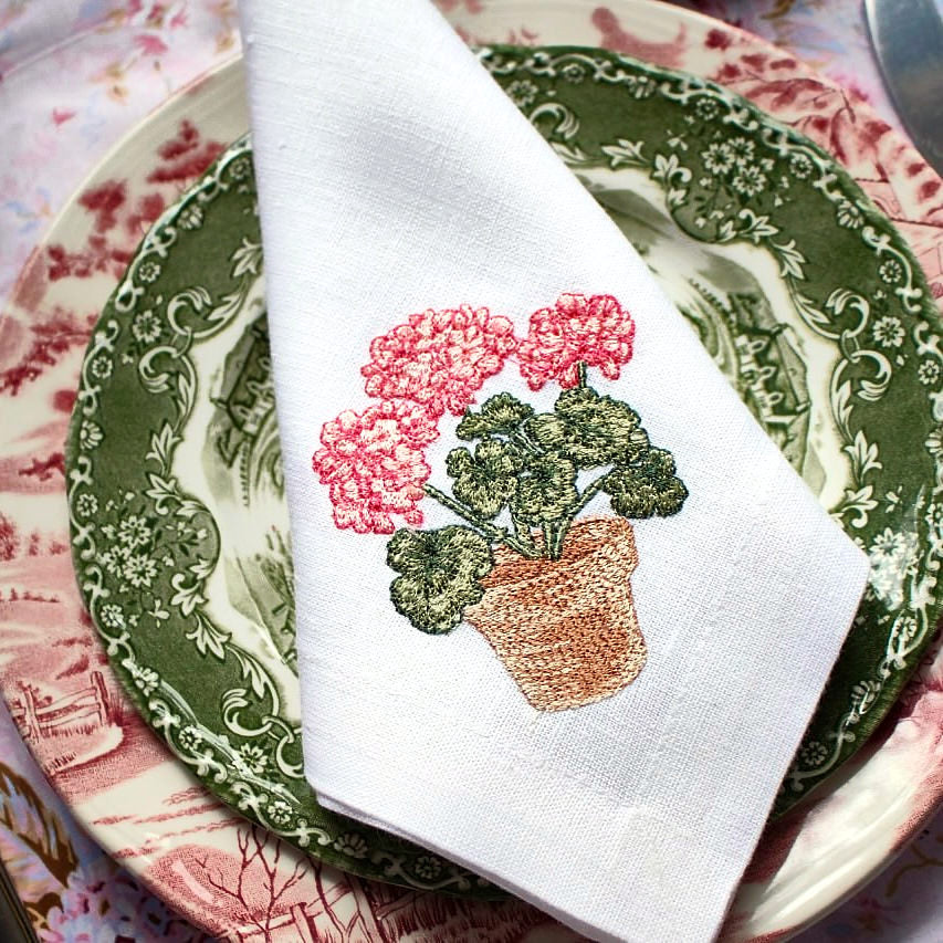 #097 | Blush Rose Spray and Potted Geranium Set