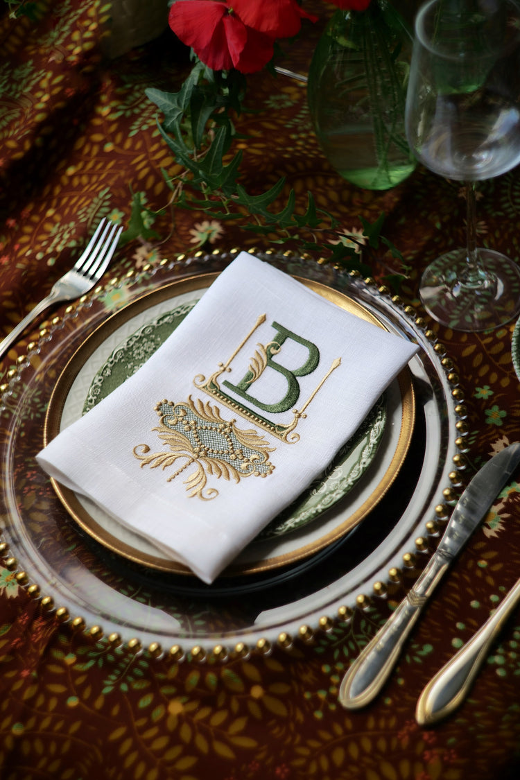 #001 | Royal embroidered monogram | Personalized | Linen napkins