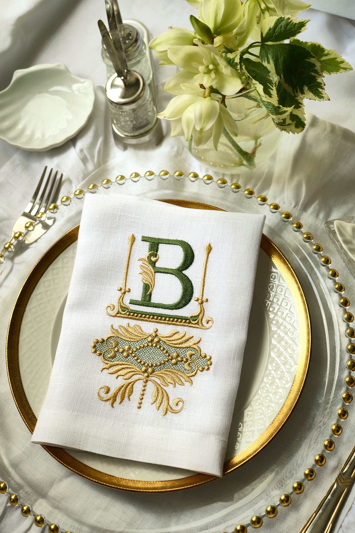 #001 | Ornate Monogram with Gold Filigree Frame | Personalized