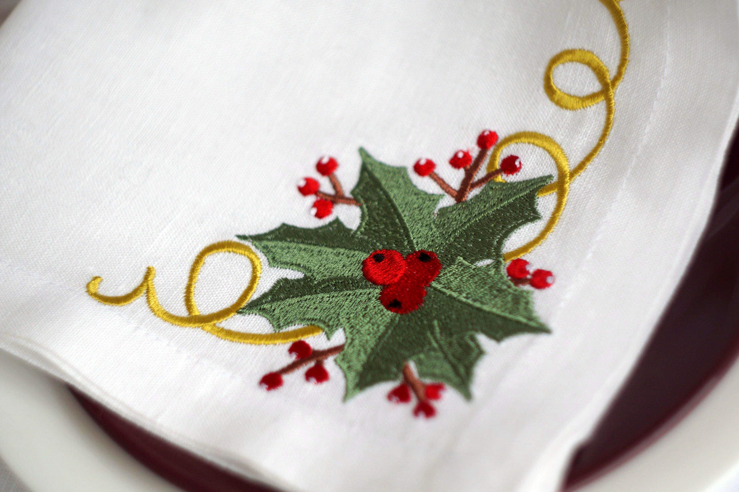 #050 | Holly Trio with Golden Scroll Accents