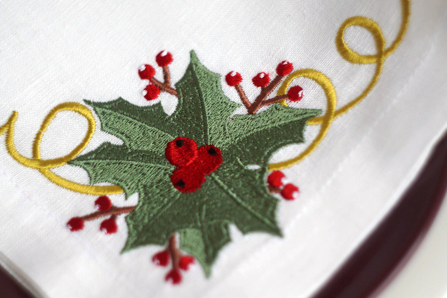 #050 | Holly Trio with Golden Scroll Accents