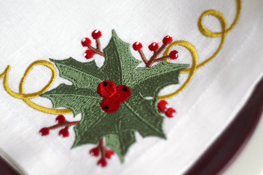 #050 | Holly Trio with Golden Scroll Accents