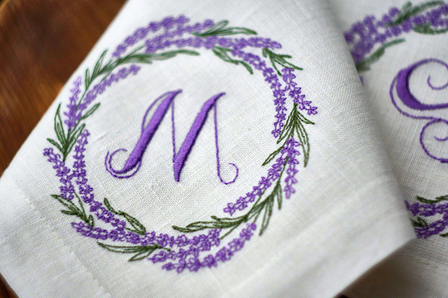 #072 | Lavender Wreath with Script Monogram | Personalized