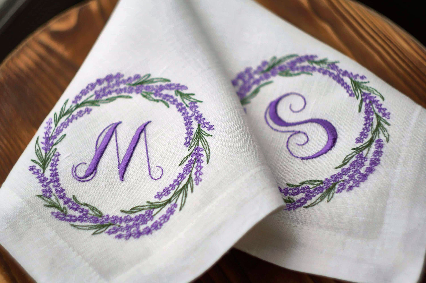 #072 | Lavender Wreath with Script Monogram | Personalized