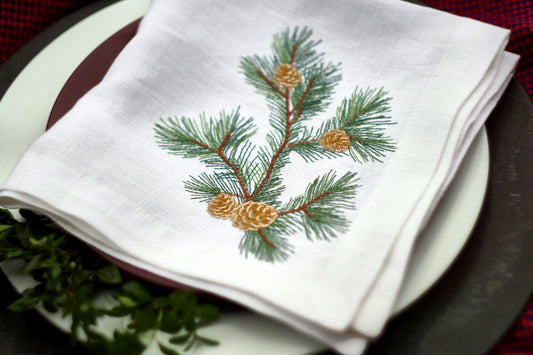 #055 | Pine Branch with Golden Cones Detail