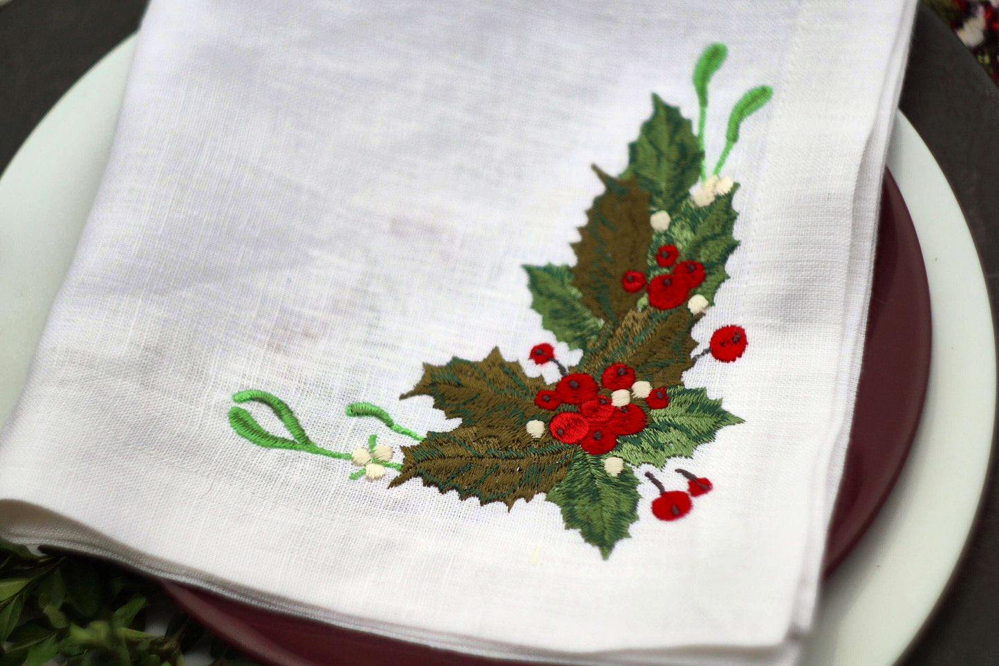 #046 | Classic Holly Cluster with Mistletoe Sprigs
