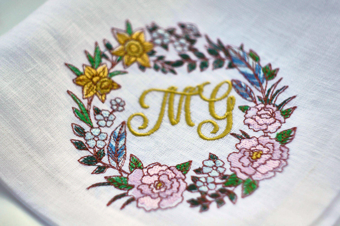 #057 | Spring Floral Wreath with Script Monogram | Personalized