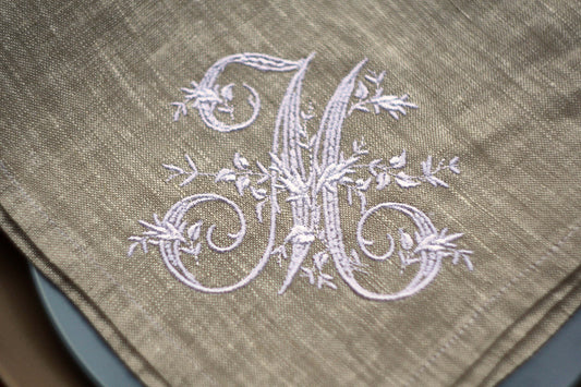 #023 | Lavender Vine Script on Natural Linen | Personalized