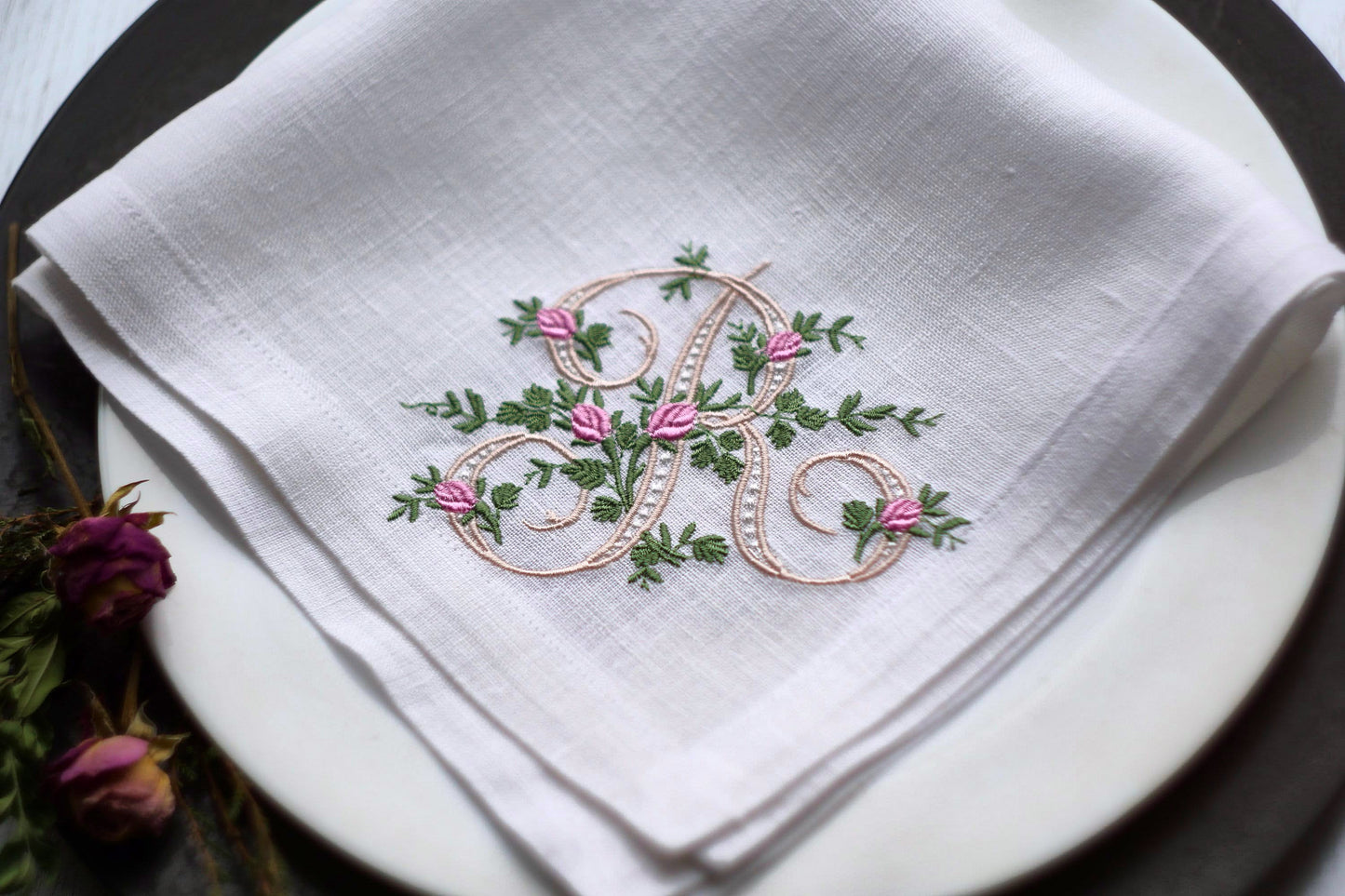 #011 | Rose Vine Script Monogram Detail | Personalized