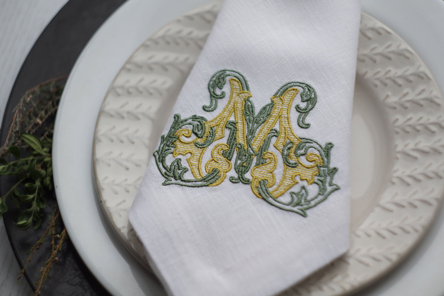 #028 | Ornate Monogram with Leafy Flourishes | Personalized