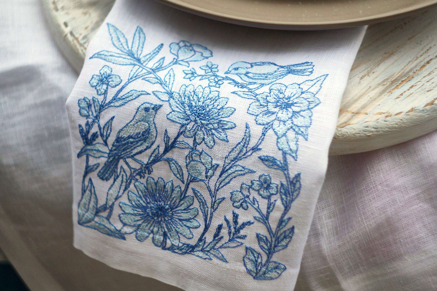 #063 | Blue Songbirds Among Garden Florals