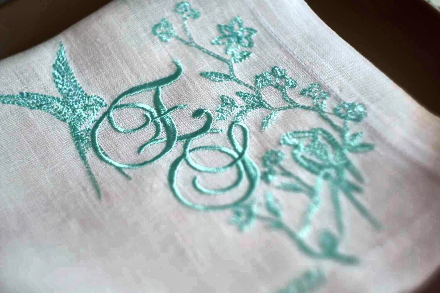 #071 | Floral Monogram with Swallows and Blossoms | Personalized