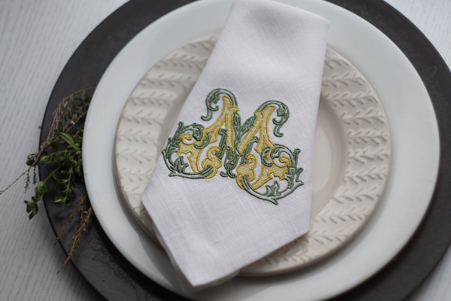 #028 | Ornate Monogram with Leafy Flourishes | Personalized