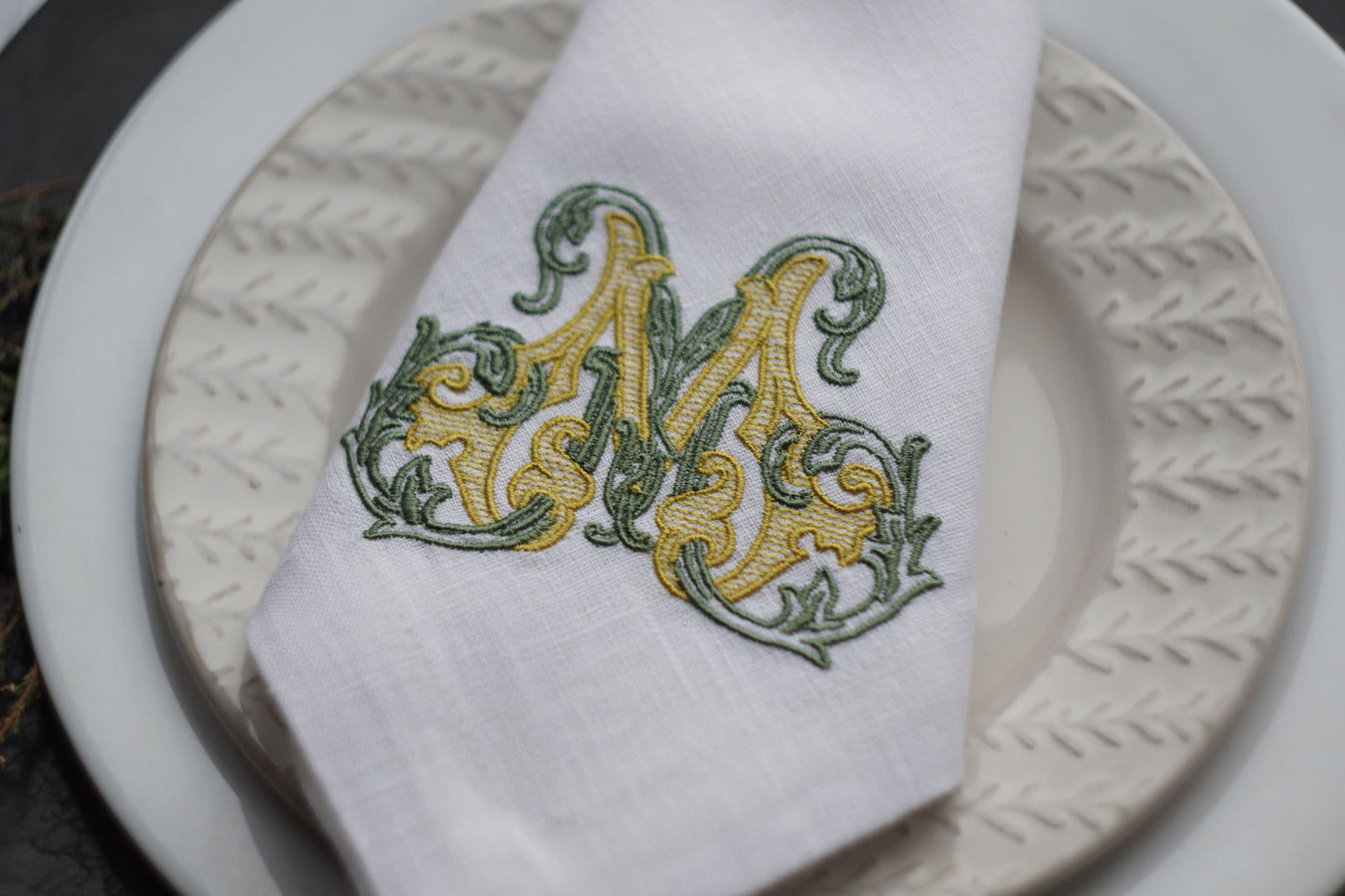 #028 | Ornate Monogram with Leafy Flourishes | Personalized
