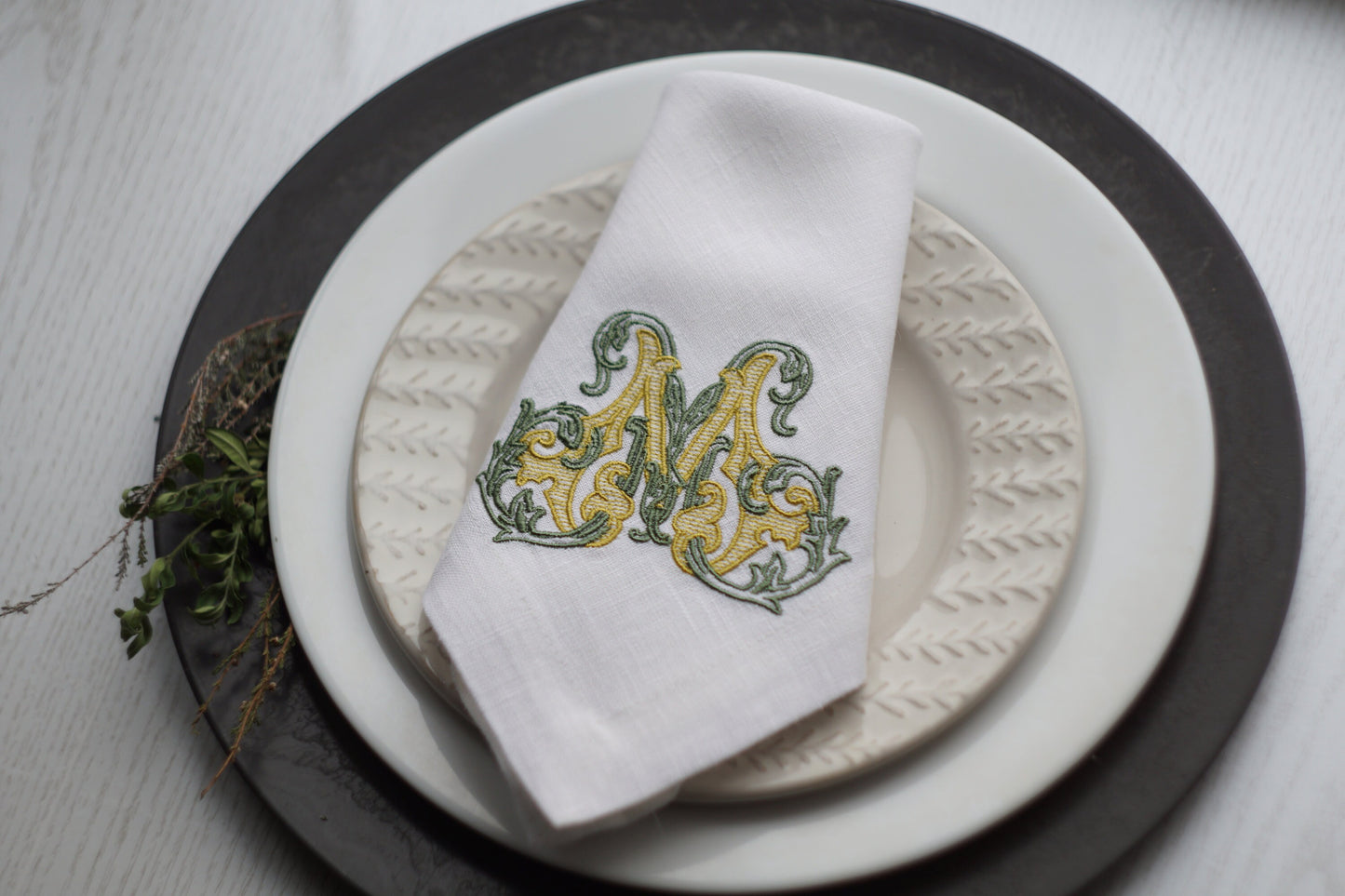 #028 | Ornate Monogram with Leafy Flourishes | Personalized