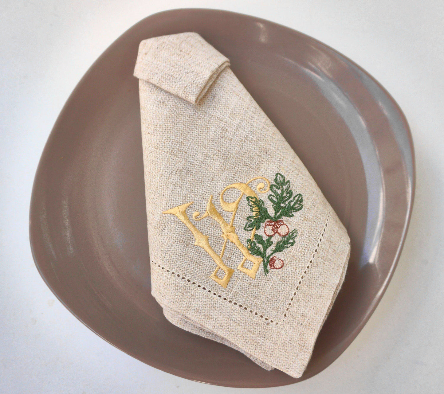 #067 | Golden Monogram with Oak Leaf and Acorns | Personalized