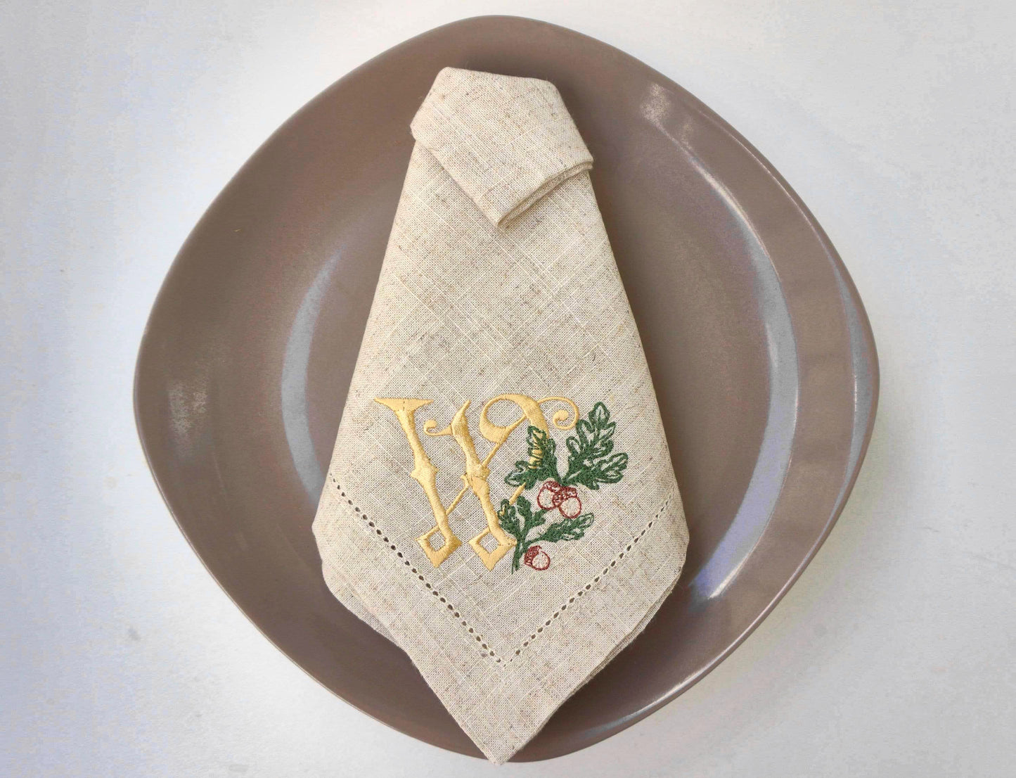 #067 | Golden Monogram with Oak Leaf and Acorns | Personalized