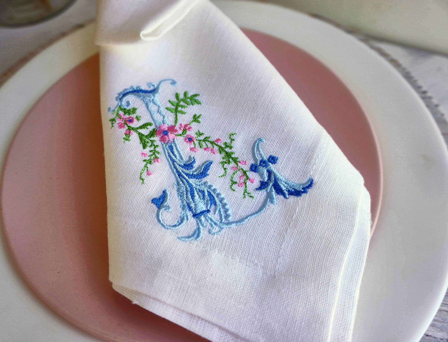 #022 | Pastel Floral Scroll Monogram Trio | Personalized