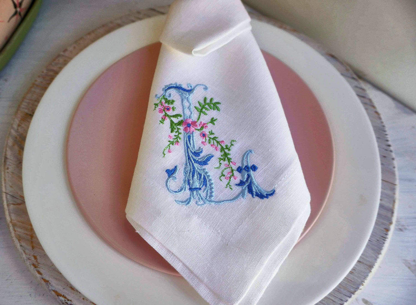 #022 | Pastel Floral Scroll Monogram Trio | Personalized