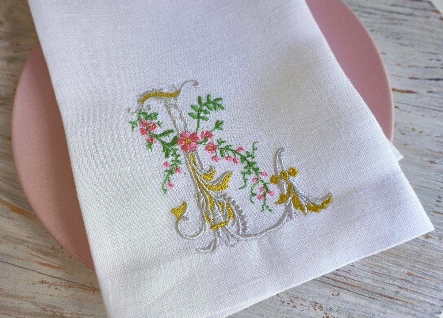 #022 | Pastel Floral Scroll Monogram Trio | Personalized