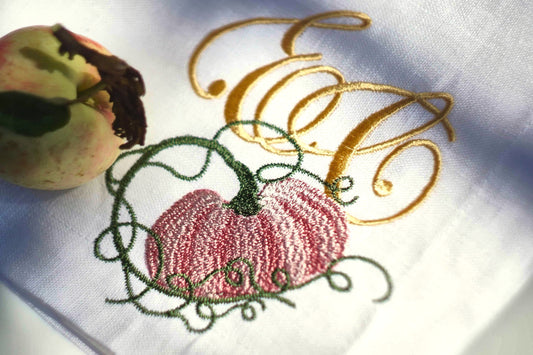 #062 | Pumpkin Scroll Monogram with Autumn Vines | Personalized