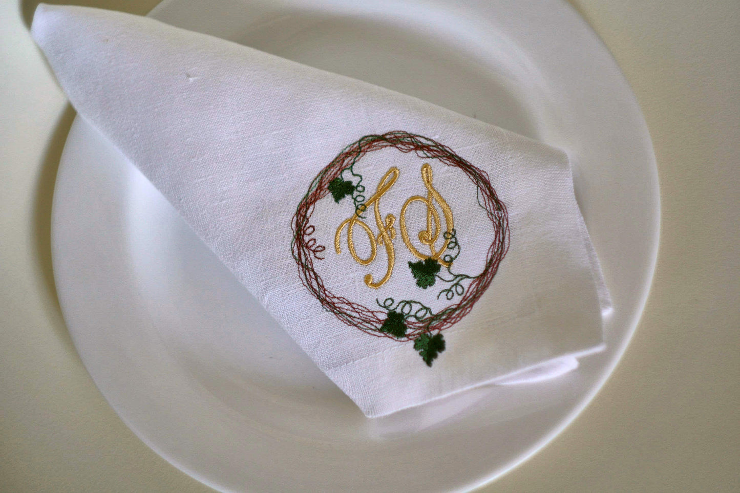 #013 | Golden Vine Monogram in Rustic Wreath | Personalized