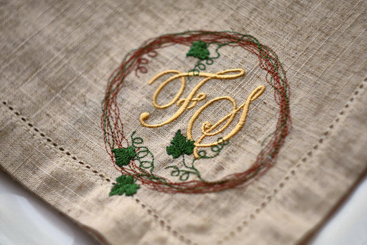 #013 | Golden Vine Monogram in Rustic Wreath | Personalized