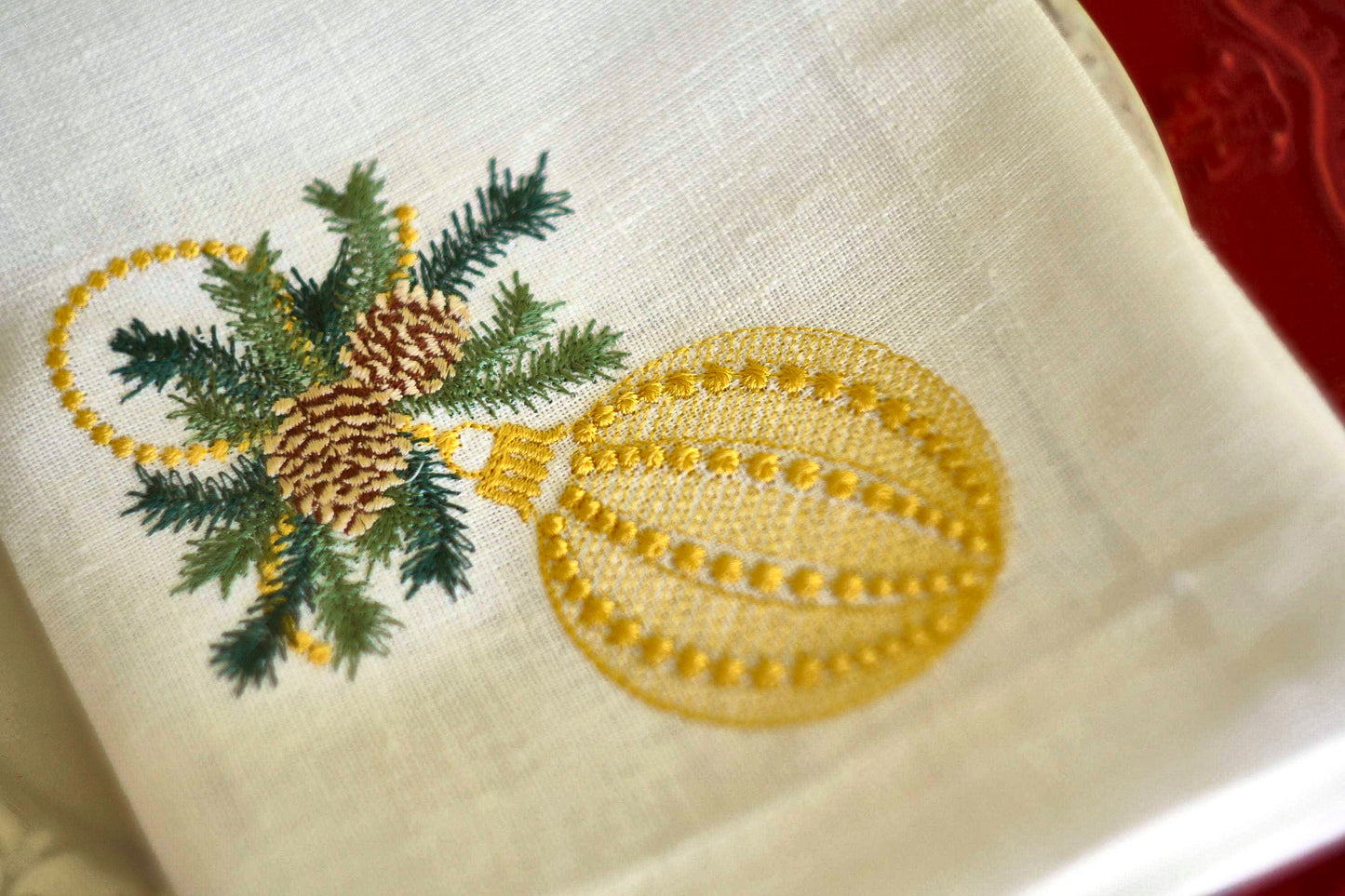 #068 | Golden Ornament with Pinecones and Fir