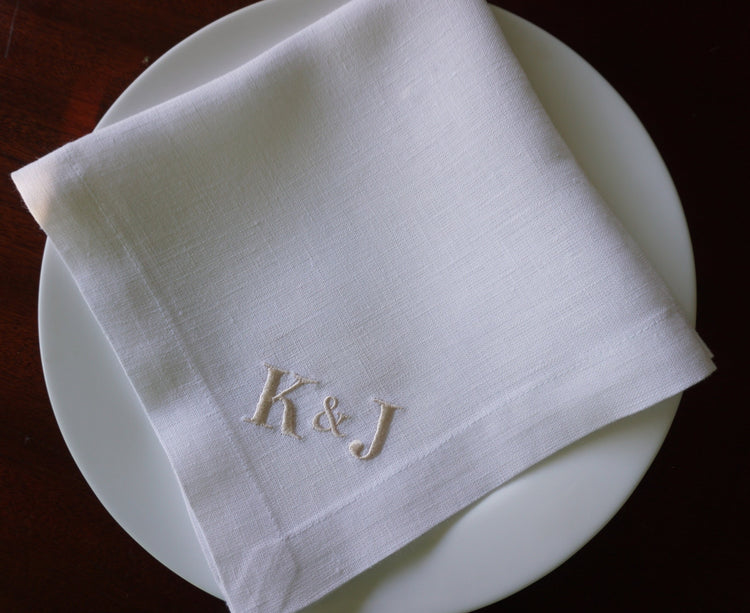 #105 | Minimalist letters for couples | Personalized | Linen napkins