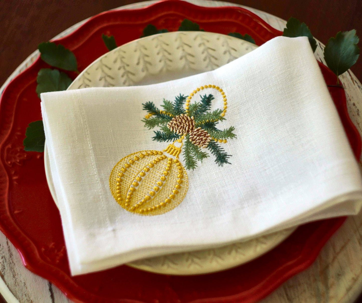 #068 | Golden Ornament with Pinecones and Fir