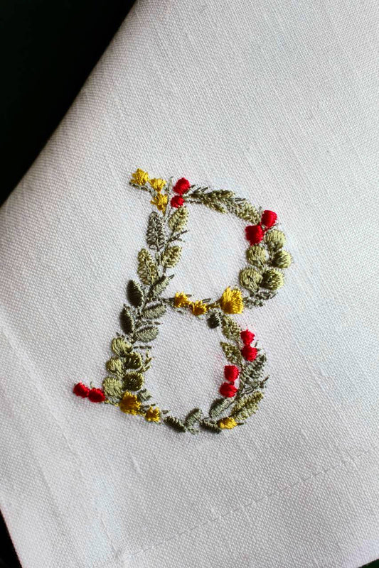 #086 | Botanical Letter with Berries and Blossoms | Personalized