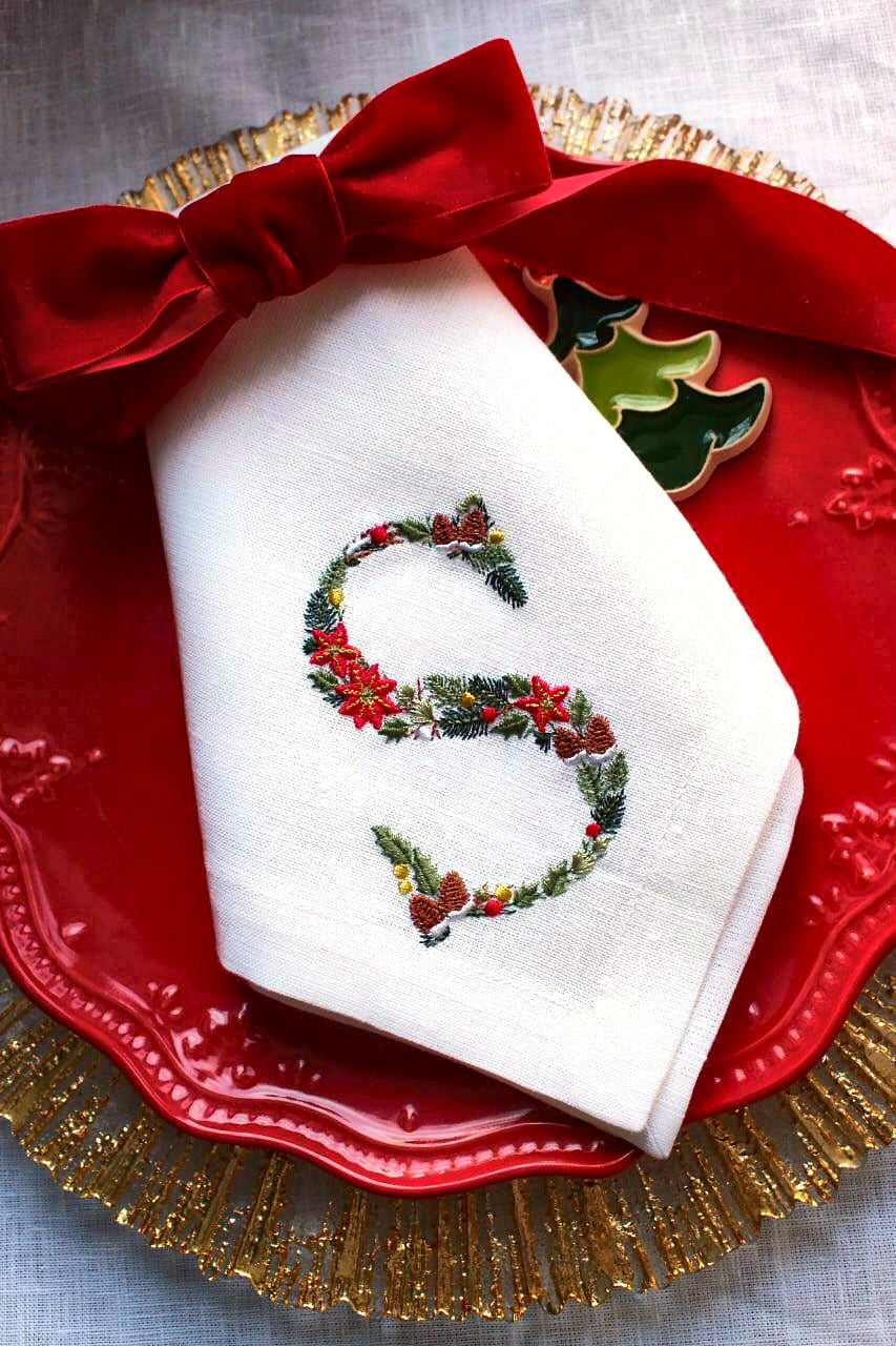 #085 | Holiday Garland Monogram Letters | Personalized