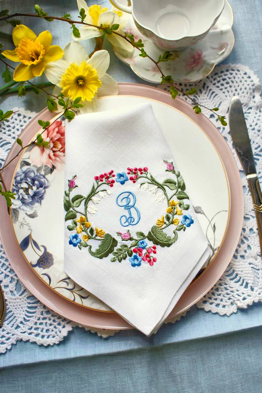 #099 | Pastel Wildflower Wreath with Monogram | Personalized