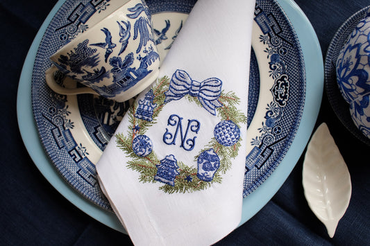 #096 | Blue Chinoiserie | Personalized | Linen napkins