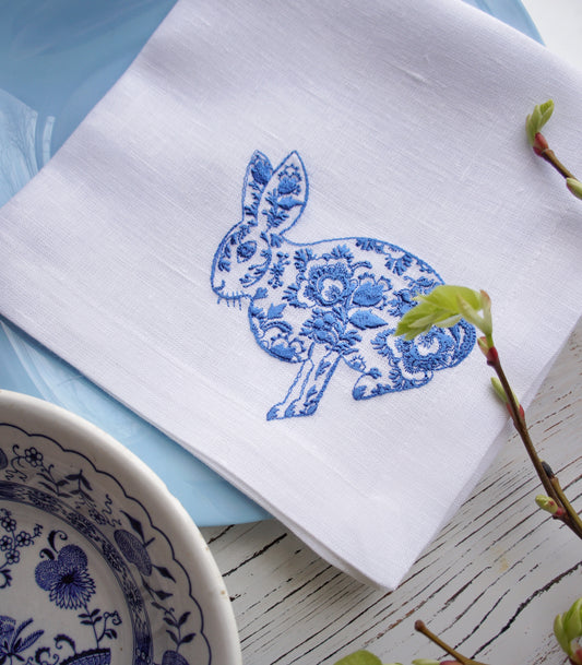 #094 | Blue Easter Bunny | Linen napkins