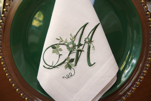 #038 | Floral monogram | Personalized | Linen napkins