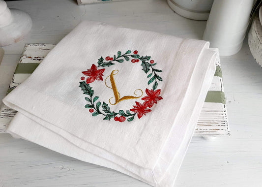 monogrammed napkins, personalized napkins, christmas napkins embroidered, linen napkins, table decoration, Embroidered Cloth Dinner Napkins
