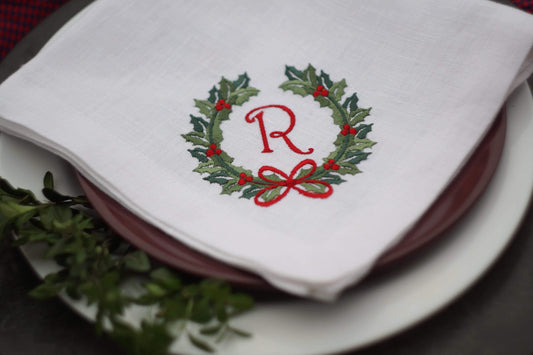 Personalized Christmas Dinner Napkins Embroidered