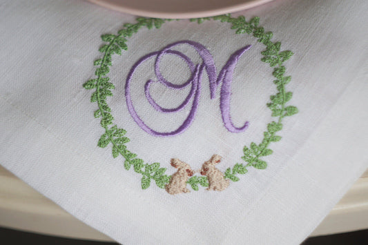 Monogrammed Embroidered Linen Napkins, Personalized Napkins, Easter napkins, Hostess Gift, table decoration, Cloth Dinner Napkins