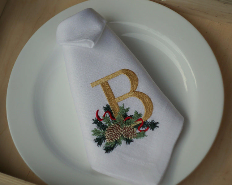 Christmas Embroidered Napkins Personalized