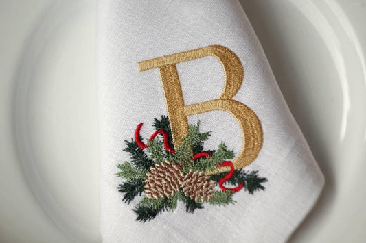 Christmas Embroidered Napkins Personalized