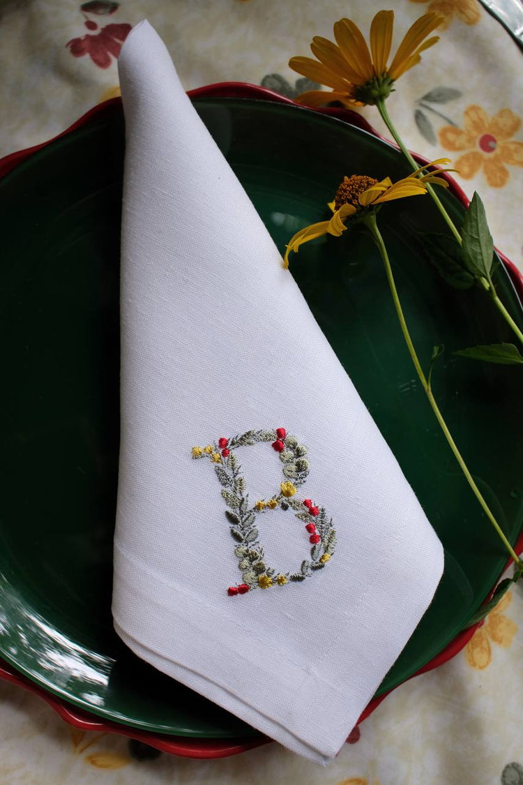 #086 | Botanical letters | Personalized | Linen napkins