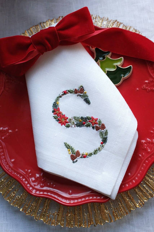#085 | Christmas letters | Personalized | Linen napkins