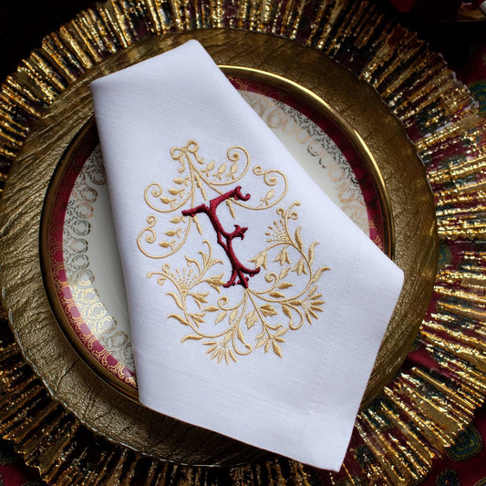 #098 | Gold stems | Personalized | Linen napkins